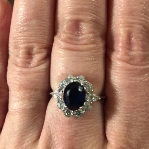 Size 8 ring with blue and clear stones